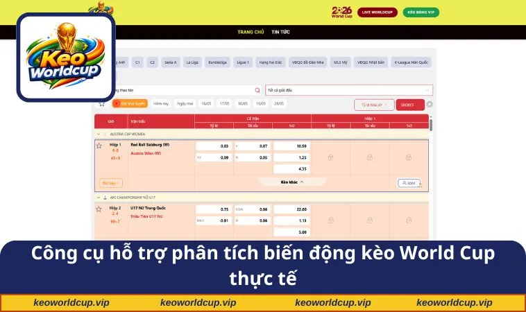 Công cụ hỗ trợ phân tích biến động kèo World Cup thực tế